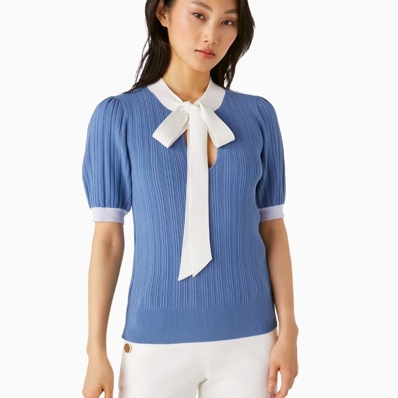 Kate Spade Colorblock Bow-neck Sweater- size Small - Picture 3 of 13